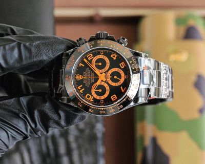 ROLEX Daytona 40*12.3MM 904L Steel 7750 Epic Movement Black with Orange Watch